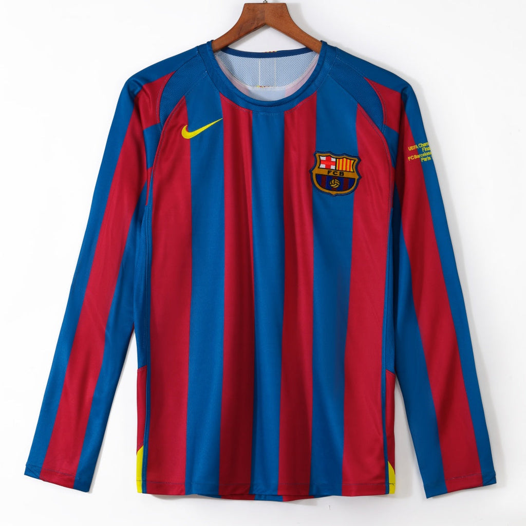 2005-2006 Maillot Barcelone Domicile Rétro  Manches Longues