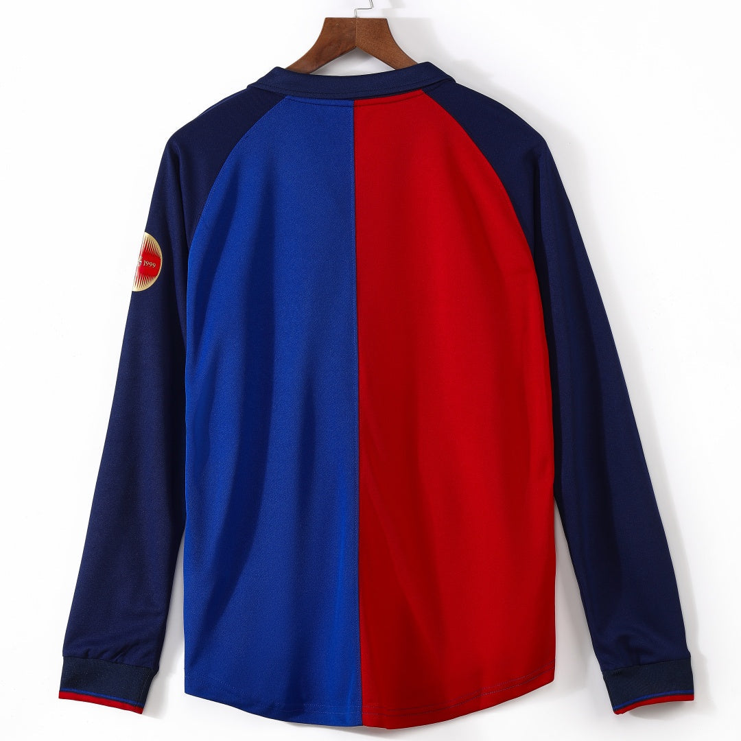 1999-2000 Maillot Barcelone Domicile Rétro   Manches Longues