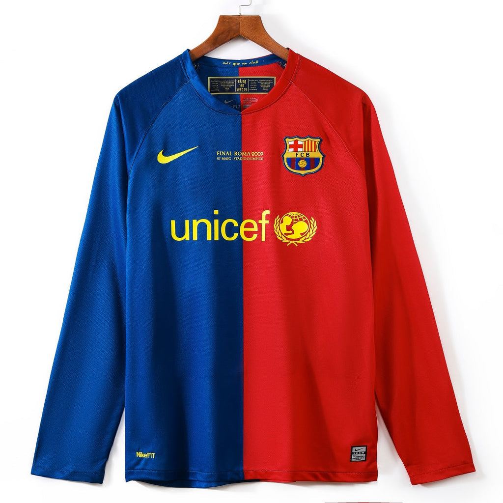 2008-2009 Maillot Barcelone Domicile Rétro  Manches Longues