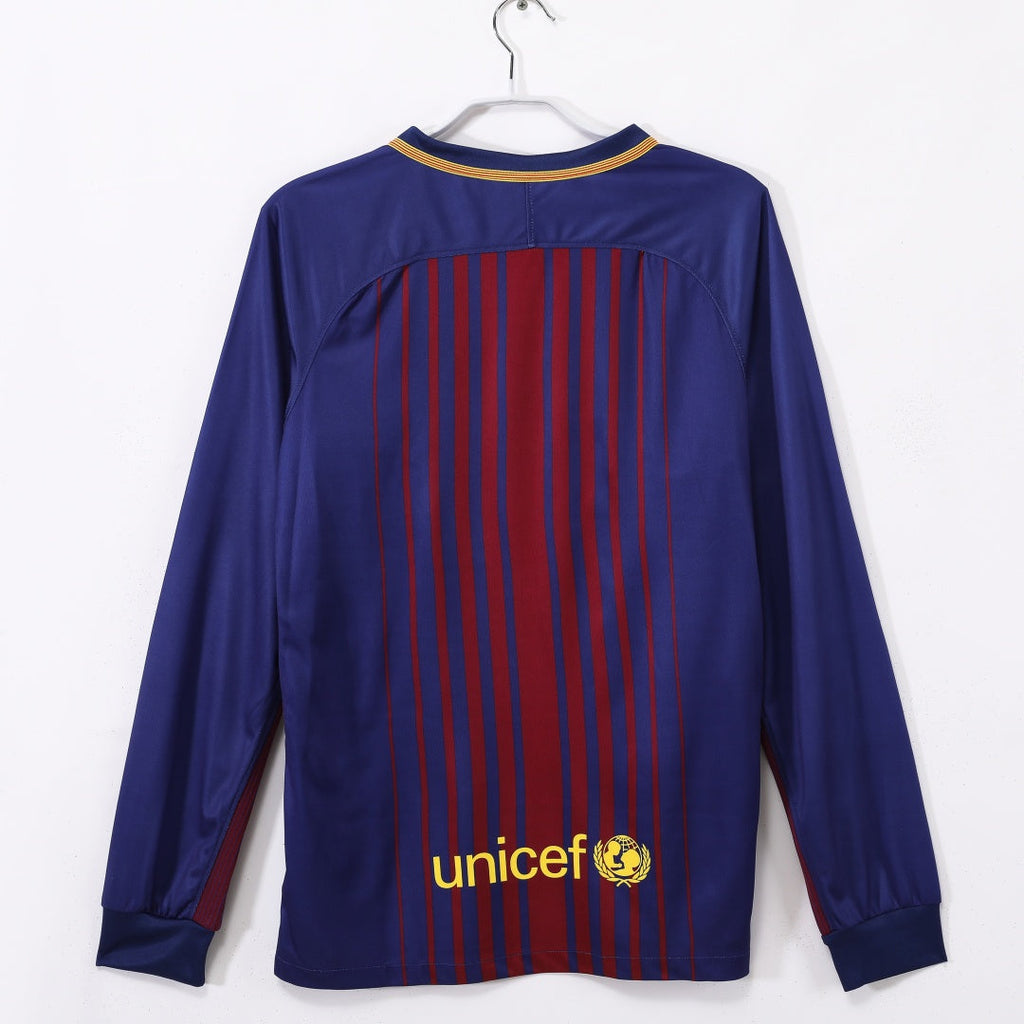 2017-2018 Maillot Barcelone Domicile Rétro  Manches Longues
