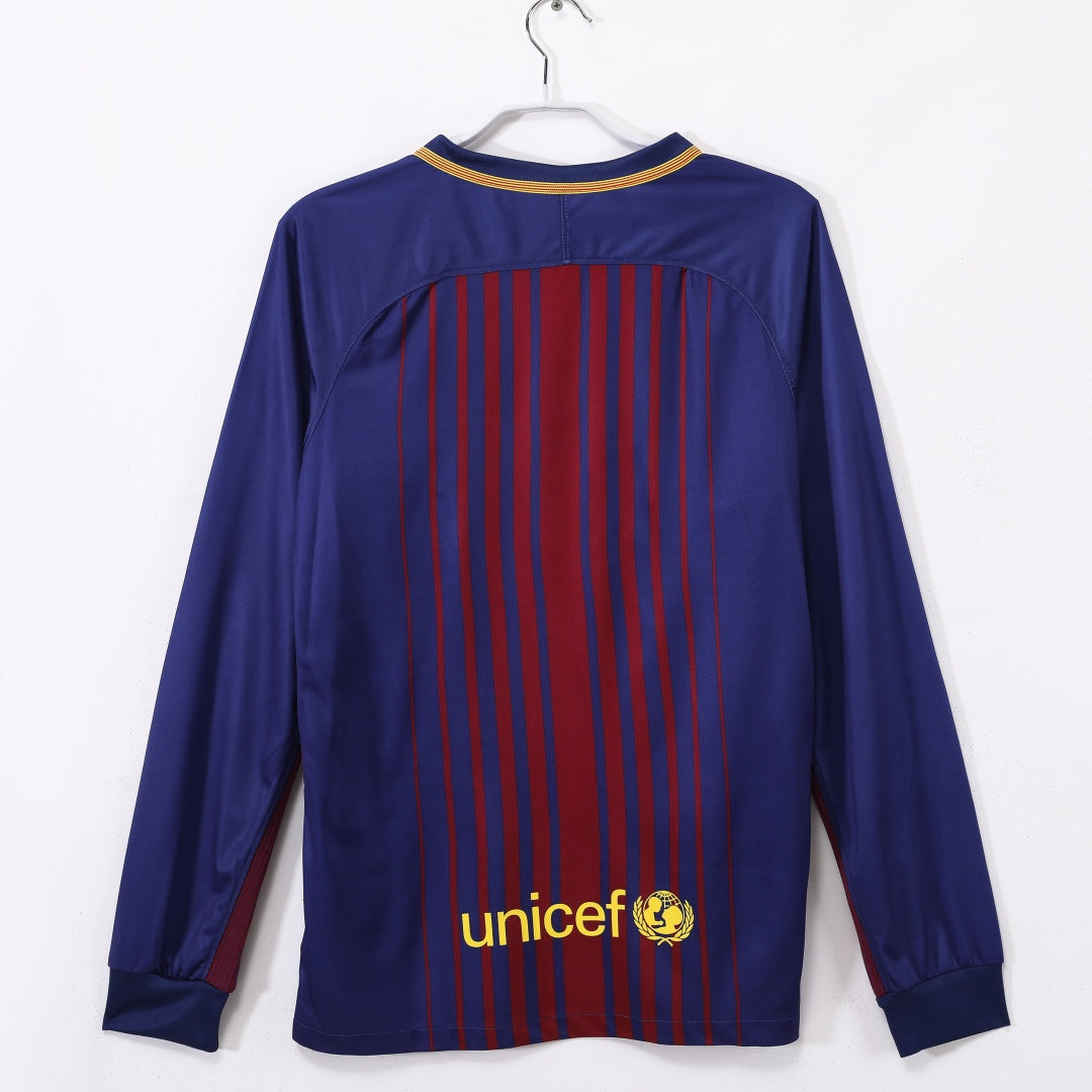 2017-2018 Maillot Barcelone Domicile Rétro  Manches Longues