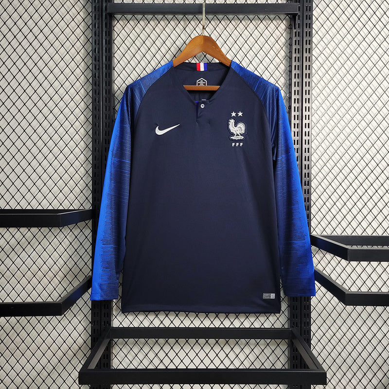 Maillot 2018 France Domicile Retro Manches Longues