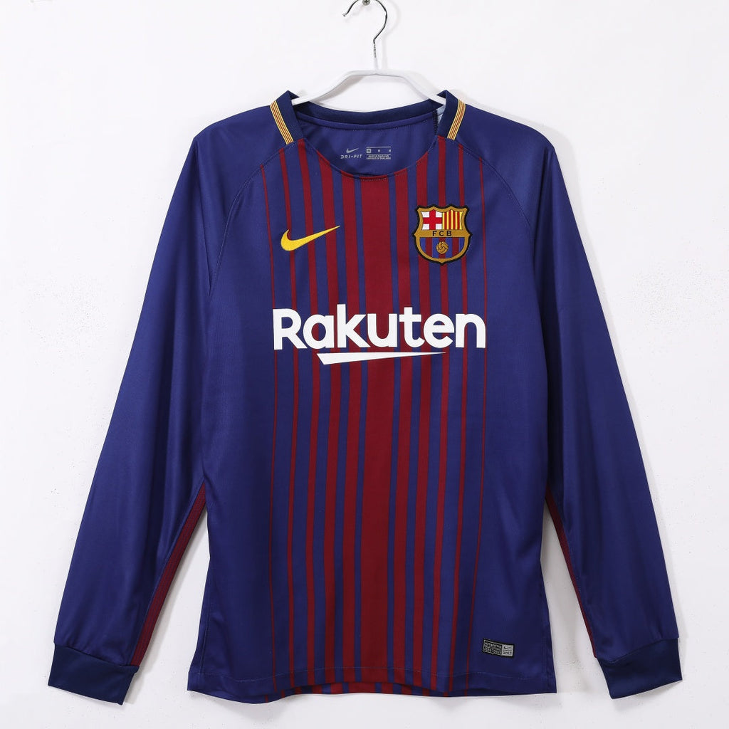 2017-2018 Maillot Barcelone Domicile Rétro  Manches Longues